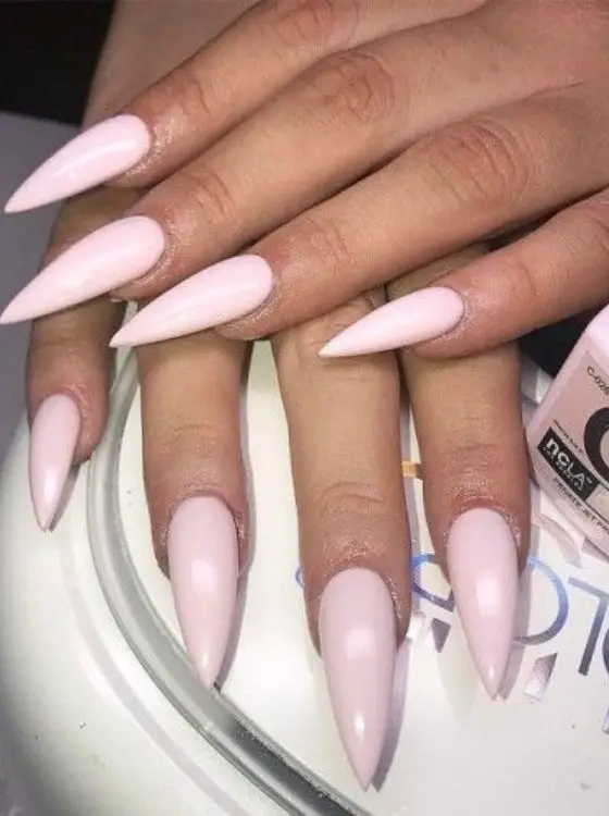 Baby pink stiletto nails