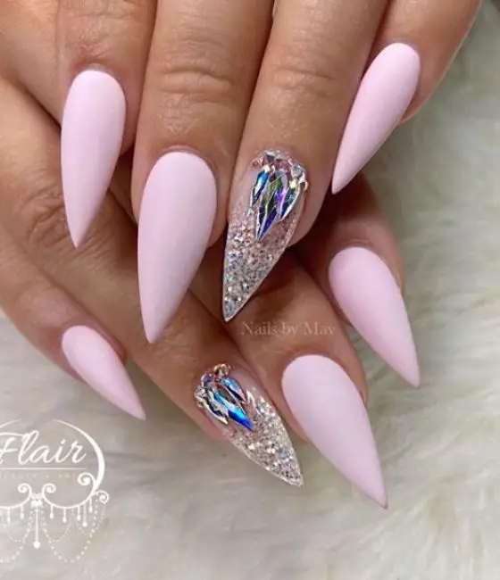 Cute Short Pink Stiletto nails