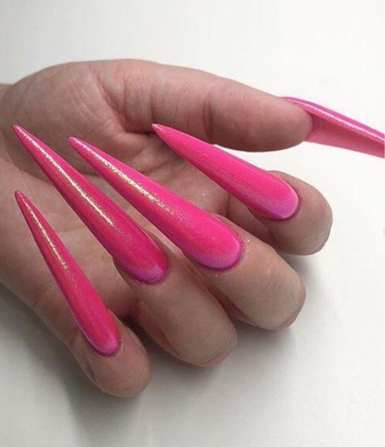 Pink super long stiletto nails